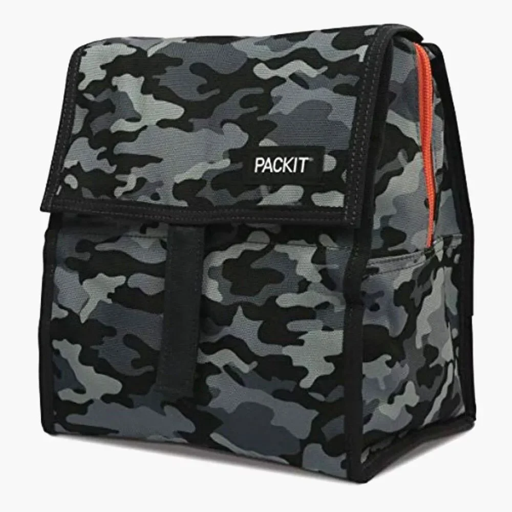 Freezable Lunch Bag - Camo w/ Gel-Lined Walls & Zip Closure Freezes Overnight